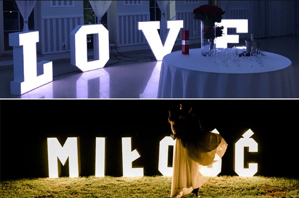LITERY LOVE, MIŁOŚĆ, MR&MRS, SERCE na wynajem na wesele, ślub